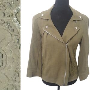 John Paul Richard Moto Jacket with Lace Insert - Size Small Green Jacket